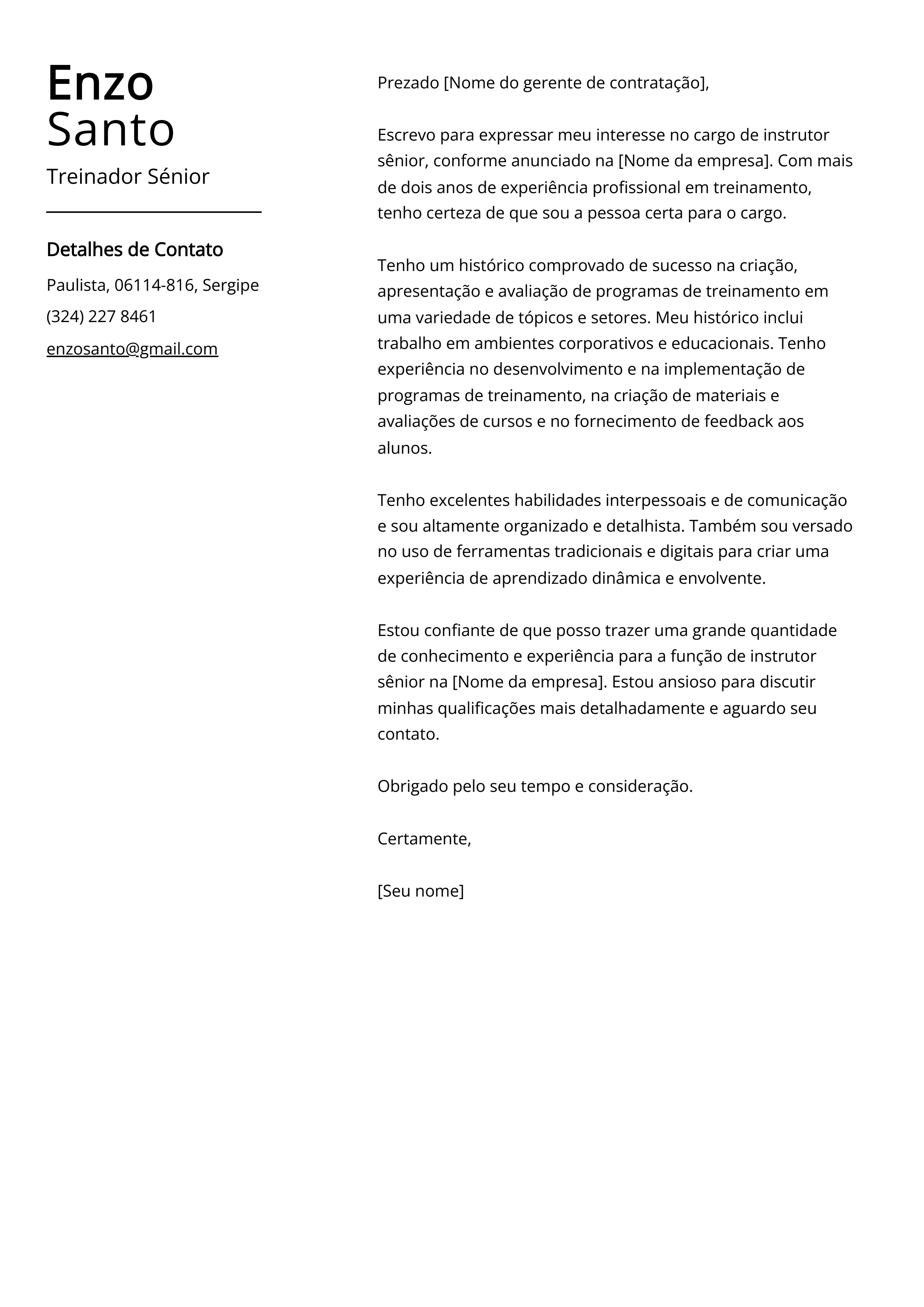 Criar carta de apresentação