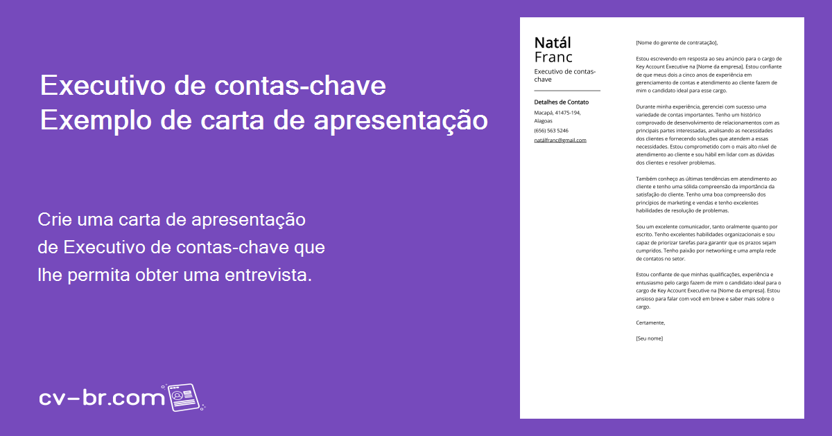 Carta de Apresentação Executivo de contaschave Descrição do cargo